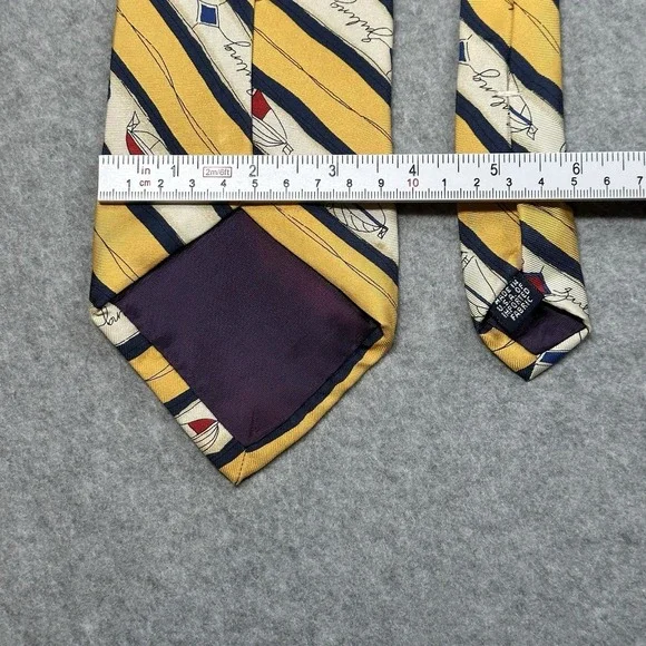 Vintage Chaps Ralph Lauren Sailboat Silk Tie Yellow Nautical USA 57x3.7in NOTE - Picture 7 of 8